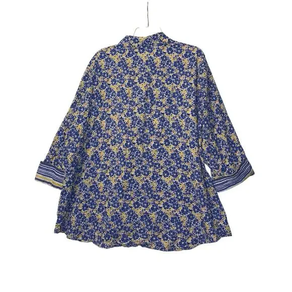 Habitat Top Womens Size XL Floral Textured Button Lagenlook Artsy Casual - Picture 3 of 7